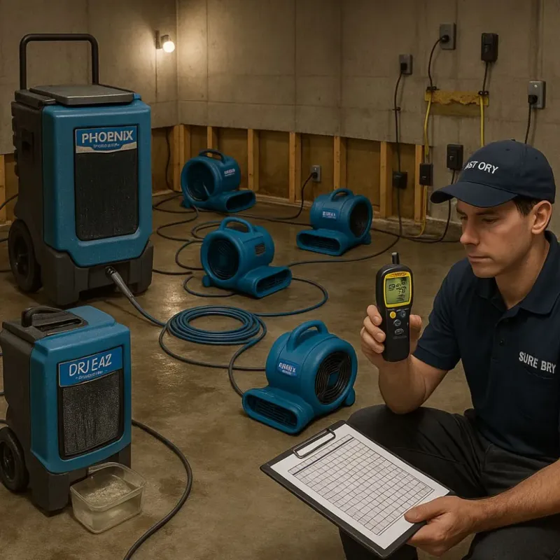 Structural Drying and Dehumidification process in Electra, TX